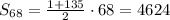 S_{68}= \frac{1+135}{2}\cdot 68=4624