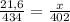 \frac{21,6}{434}=\frac{x}{402}