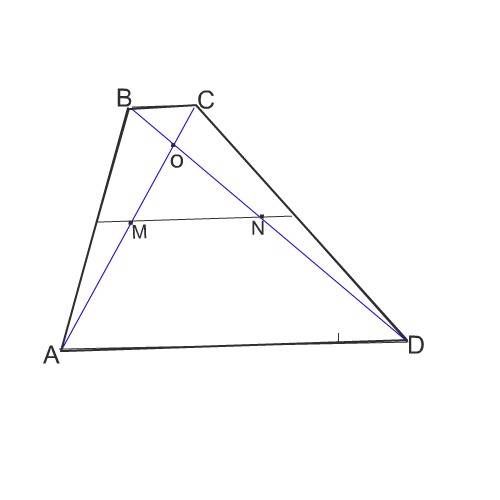 Втрапеции abcd основания в 5 раз больше основания bc .диагонали трапеции пересекаются в точке o сред