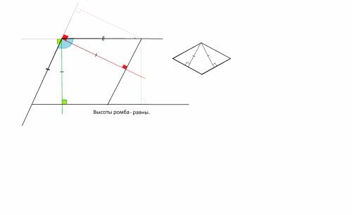 Построить ромб по тупому углу и расстоянию между параллельными сторонами