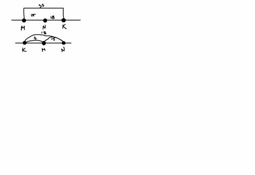 1.три точки m,n и k лежат на одной прямой.известно,что mn=15см,nk=18см.каким может быть расстояние m