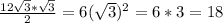 \frac{12\sqrt{3}*\sqrt{3}}{2}=6(\sqrt{3})^2=6*3=18