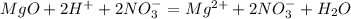 MgO + 2H^+ + 2NO_3^- = Mg^{2+} + 2NO_3^- + H_2O 