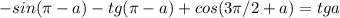 -sin(\pi-a)-tg(\pi-a)+cos(3\pi/2+a)=tga