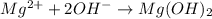 Mg^{2+} + 2OH^- \to Mg(OH)_2