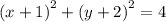 {(x + 1)}^{2} + {(y + 2)}^{2} = 4