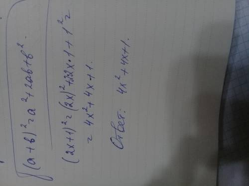 Воспользуйтесь формулой (a+b)^2=a^2+2ab+b^2 (2x+1)^2