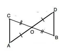 Втреугольнике aoc и dob ao-od и co= ob. докажите, что треугольники aob и dob равны. !