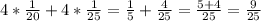 4*\frac{1}{20}+4*\frac{1}{25}=\frac{1}{5}+\frac{4}{25}=\frac{5+4}{25}=\frac{9}{25}