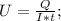 U=\frac{Q}{I*t};\\