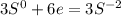 3S^0 + 6e = 3S^{-2}