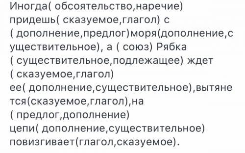 Синтаксический разбор предложения иногда придёшь с моря без рыбы ,а рыбка ждёт ее вытянется на цепи