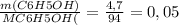 \frac{m(C6H5OH)}{MC6H5OH(}= \frac{4,7}{94}= 0,05