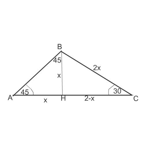Одна сторона треугольника равна 2, прилежащие к ней углы равны 45 и 30. найдите две оставшиеся сторо