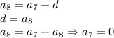 a_8=a_7+d\\ d=a_8\\ a_8=a_7+a_8\Rightarrow a_7=0