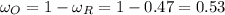 \omega_O = 1 - \omega_R = 1 - 0.47 = 0.53