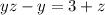 yz-y=3+z