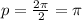 p = \frac{2\pi}{2}=\pi