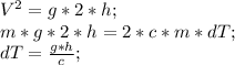 V^2=g*2*h;\\ m*g*2*h=2*c*m*dT;\\ dT=\frac{g*h}{c};