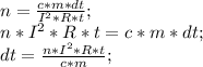 n= \frac{c*m*dt}{I^2*R*t};\\ n*I^2*R*t=c*m*dt;\\ dt= \frac{n*I^2*R*t}{c*m};\\