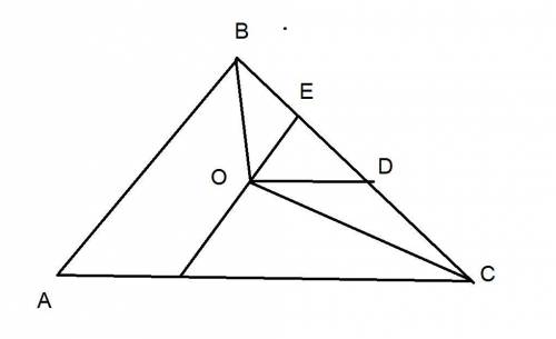60 в треугольнике abc биссектрисы, проведенные из вершин b и с пересекаются в точке o. прямая, прове