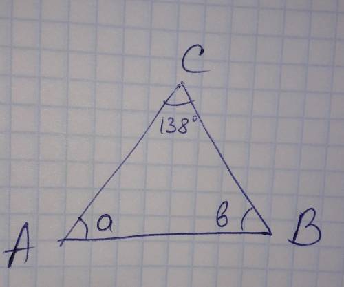 Внешний угол при вершине c треугольника abc равен 138 найдите угол a если угол a=угол b -16