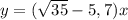 y=(\sqrt{35}-5,7)x