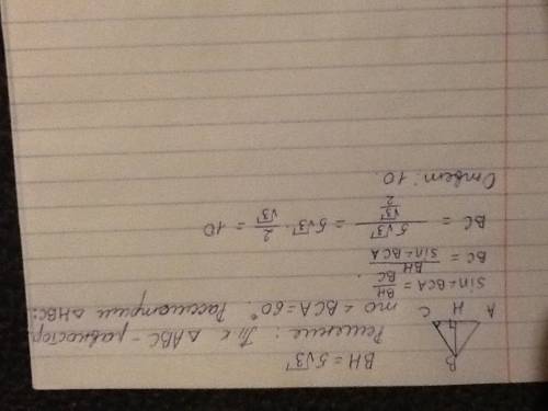 Вравностороннем треугольнике высота равна 5 корень из 3 .найдите стороны этого треугольника