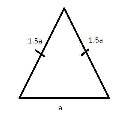 Периметр равнобедренного треугольника равен48см а его боковая сторона в 1,5 раза больше основания вы