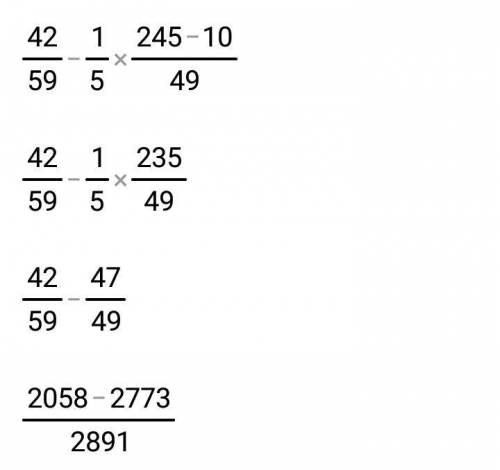 Решить пример с дробями! по действиям а не в строчку! 21 2/59 - 2/5x(3 15/28 : 9/28 - 1: 1 10/49) :