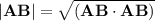 |\textbf{AB}| = \sqrt{(\textbf{AB} \cdot \textbf{AB})}