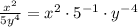 \frac{x^2}{5y^4}=x^2\cdot5^{-1}\cdot y^{-4}