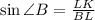 \sin\angle B=\frac{LK}{BL}