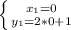 \left \{ {{x_{1} =0} \atop {y_{1} =2*0+1}} \right.