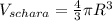 V_{schara} =\frac{4}{3} \pi R^{3}