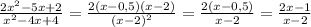 \frac{2x^{2}-5x+2 }{x^{2}-4x+4 }=\frac{2(x-0,5)(x-2)}{(x-2)^{2} }=\frac{2(x-0,5)}{x-2}=\frac{2x-1}{x-2}