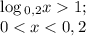 \log{_{0,2}}x1;\\0<x<0,2