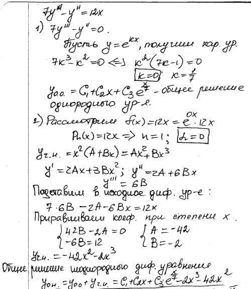 7y'-y=12x решите неоднородное ду ​