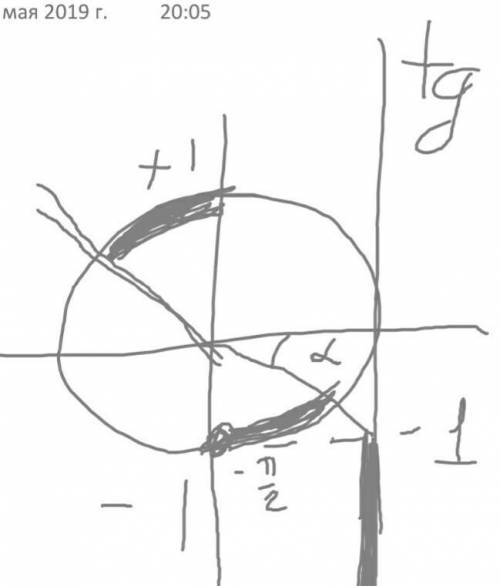 Решите через окружность, я что то совсем не понимаю, tgx< -1