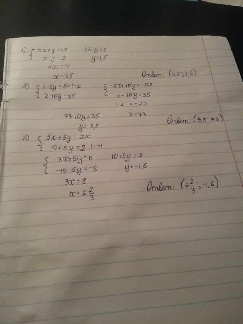 Реши систему уравнений сложения. {3x+y=12 x−y=2 реши систему уравнений сложения. {z−5y=54 z−10y=35 р