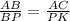 \frac{AB}{BP}=\frac{AC}{PK}