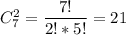 C_7^2 = \dfrac{7!}{2!*5!}=21