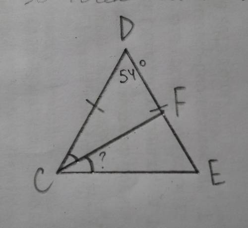 Вравнобедренном треугольнике сde с основанием сепроведена биссектриса cf. найдите угол ecf, если уго