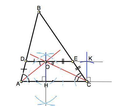 По действиям и с рисунком ! дан треугольник abc. постройте отрезок de, параллельный прямой ас, так,