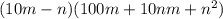 (10m - n)(100m + 10nm + {n}^{2} )