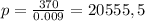 p = \frac{370}{0.009} = 20555,5