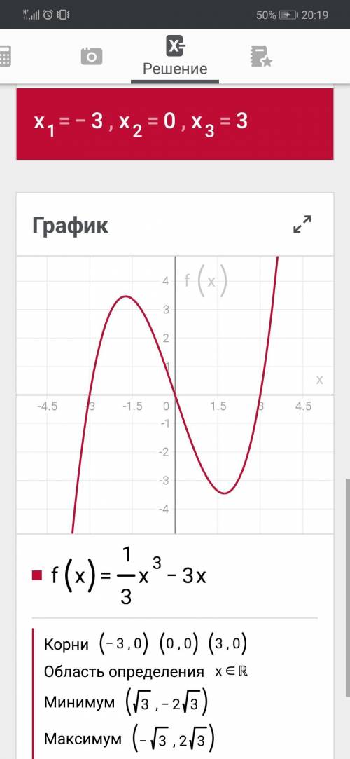 До следить функцию и построить ее график f(x)= 1/3 x^3 - 3*x