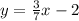 y=\frac{3}{7}x-2