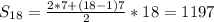 S_{18} = \frac{2*7+(18-1)7 }{2} *18=1197