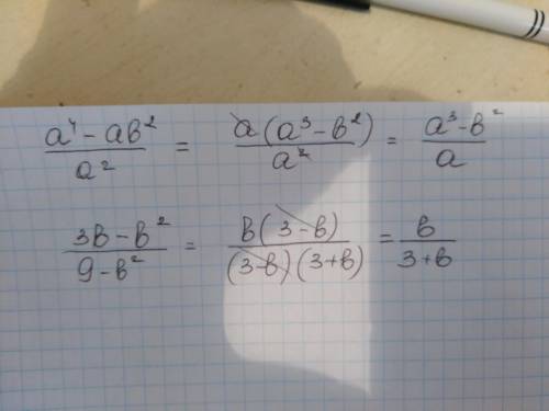 Сократите дробь. а) a^4 - ab^2/a^2 b) 3b - b^2/9 - b^2